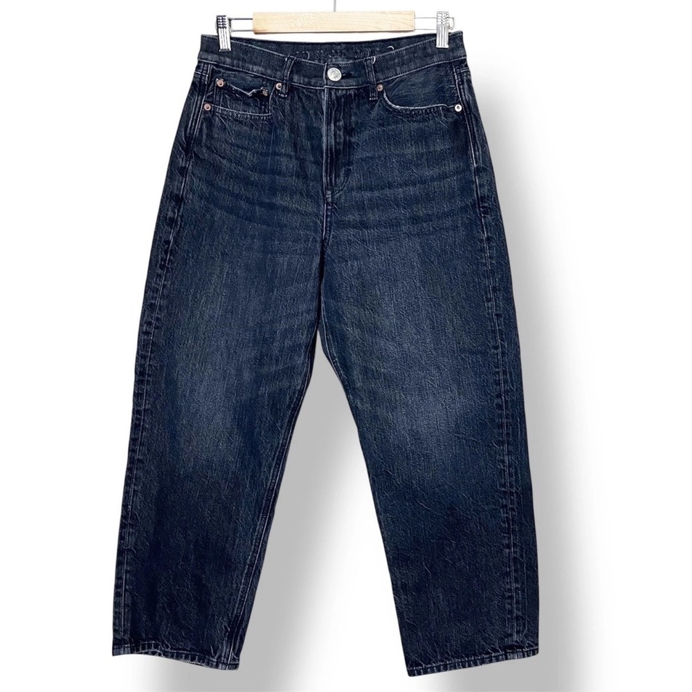 American Eagle 90s Boyfriend Jeans 8 X-SHORT Black High Waist Relaxed Petite